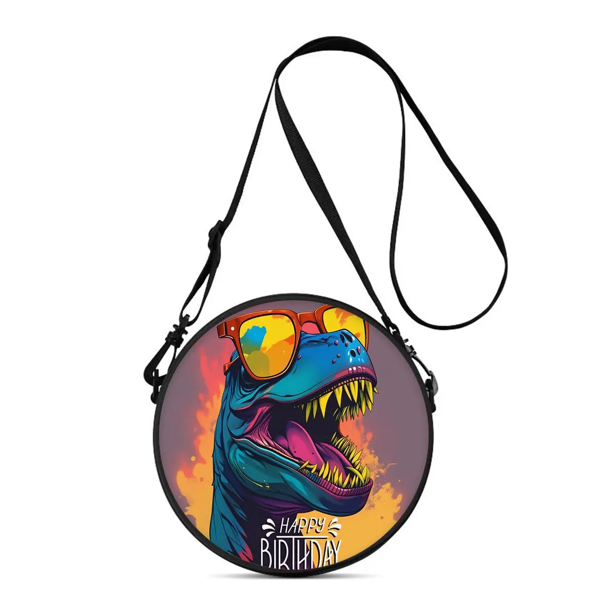 Dinosaur Print Round Shoulder Bag Casual Messenger Bag for Woman Best Gifts 2D Flat Casual Daily Crossbody Bag