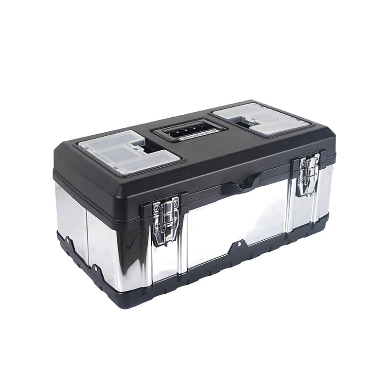 19 Inch Stainless Iron-Plastic Tool Box with Handle, Multi-functional with Compartments Toolbox, Storage Box