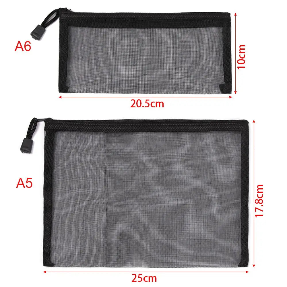 1pc Fashion Solid Color Makeup Cosmetic Handbags Coin Purse Transparent Grid Zipper Pencil Case Cosmetic Storage Mesh Pen Bag