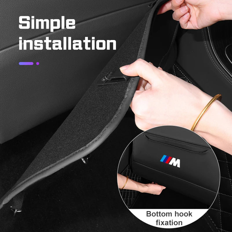 PU leather Car Seat Anti Kick Pad For BMW M M3 M4 M5 E46 E90 E92 F15 F20 F07 F40 F30 G30 G01 G02 G05 Protect Cover Storage Bag
