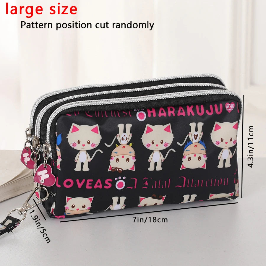Fashionable clutch for women, long 3-zipper large-capacity wallet, multi-functional mobile phone bag, coin purse
