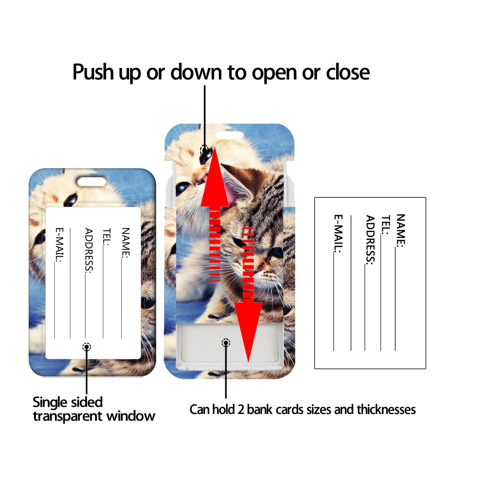 Cute Animal Cat Luggage Tags Suitcase ID Address Name Holder Kitten Baggage Tag Label Travel Suitcase cccessories