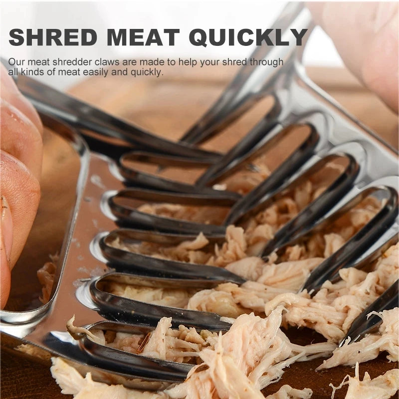 YOMEEI 2 Pcs/Set Stainless Steel Bear Claw Non-stick Meat Shredder Claws BBQ Meat Claws BBQ Fork Food Meat Separator BBQ Tools