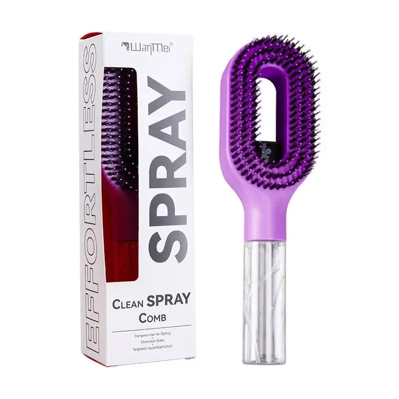 1Pcs Spray Hair Brush Refillable Liquid Water Spray Paddle Comb Anti Static Soft Bristle Hair Styling Massage Comb For Home