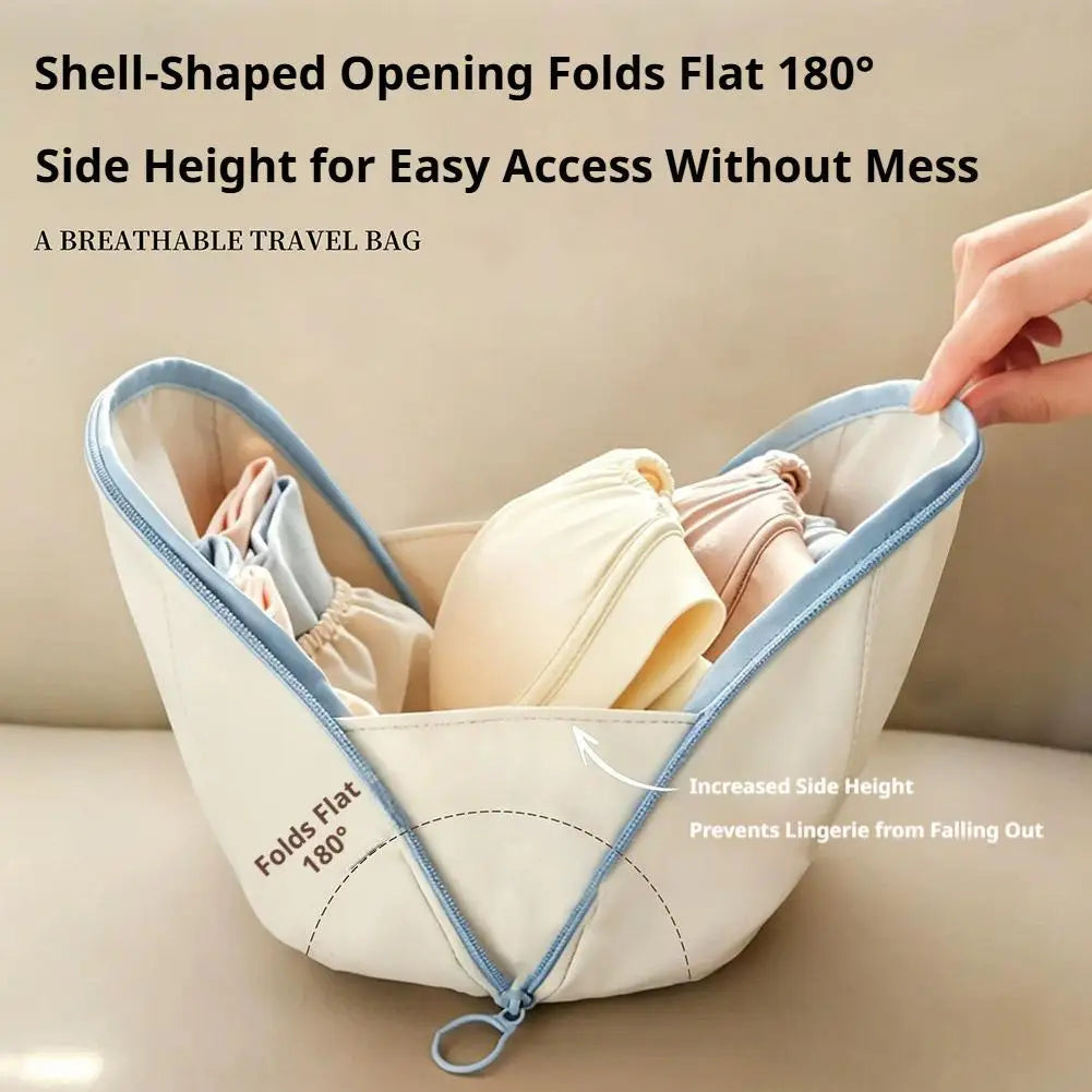 Underwear Travel Pouch Oxford Fabric Lingerie Organizer Bag with Multiple Pocket Shape Retaining Cup Holder for Suitcase Packing