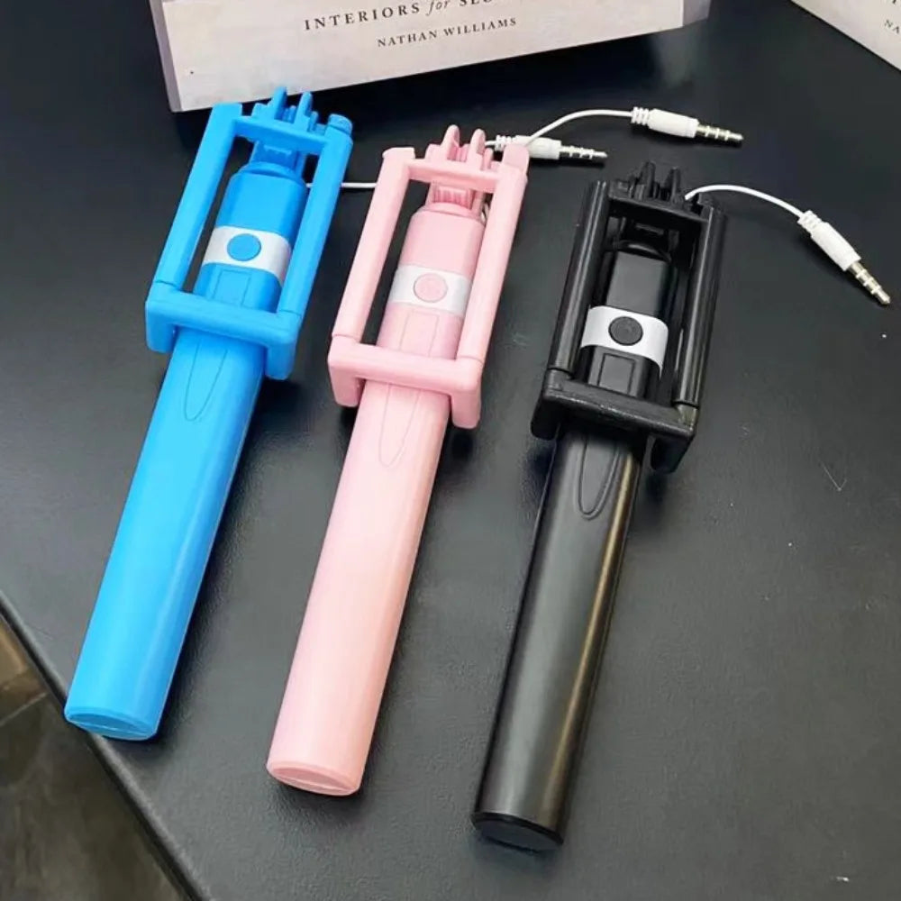 3.5mm Plug Mini Wire Controlled Selfie Stick Portable Retractable Portable Handheld Selfie Stick Mini Type-C Plug