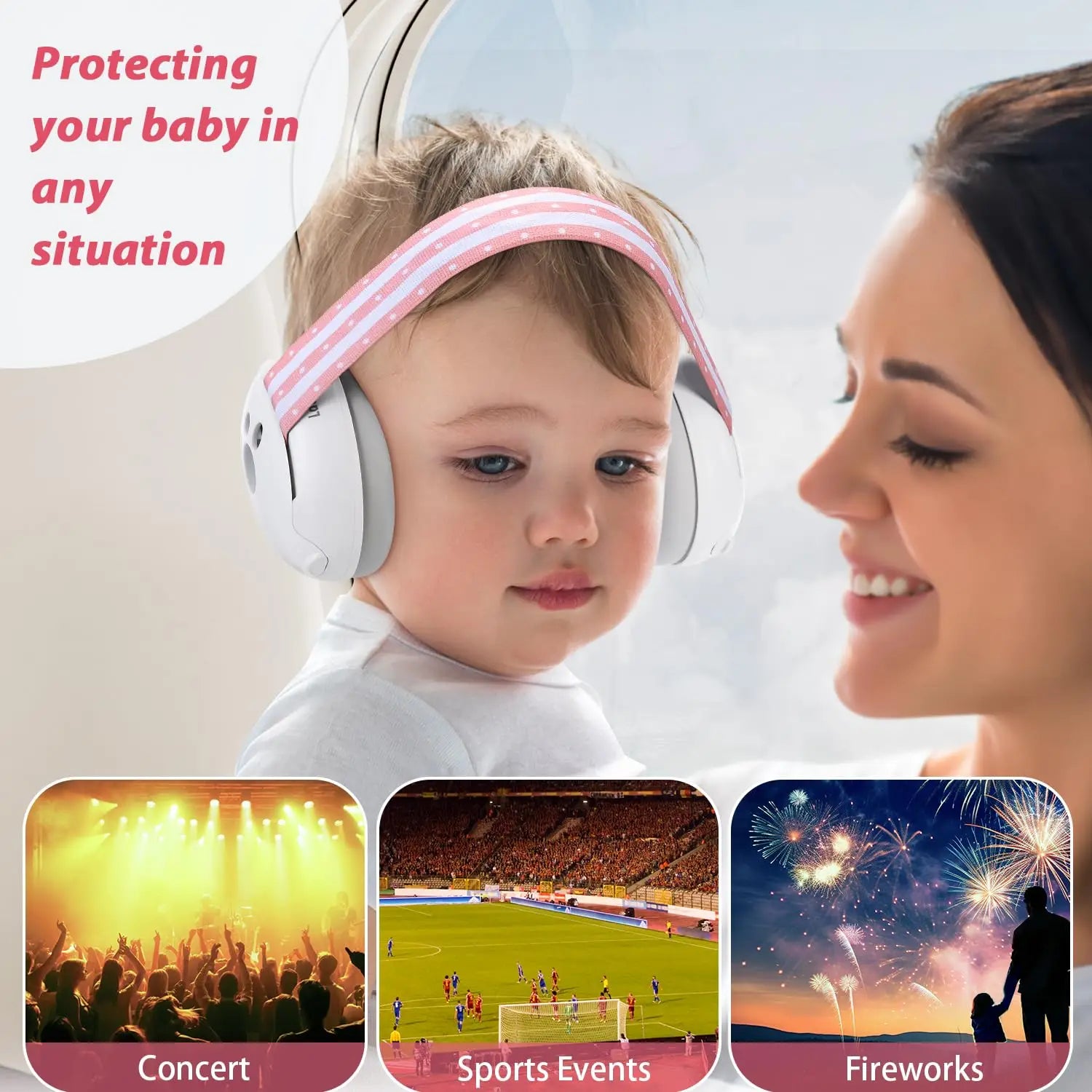 Baby Ear Protection for Babies Toddlers Elastic Noise Reduction Earmuffs Baby Headphones Against Hearing Damage Improves Sleep