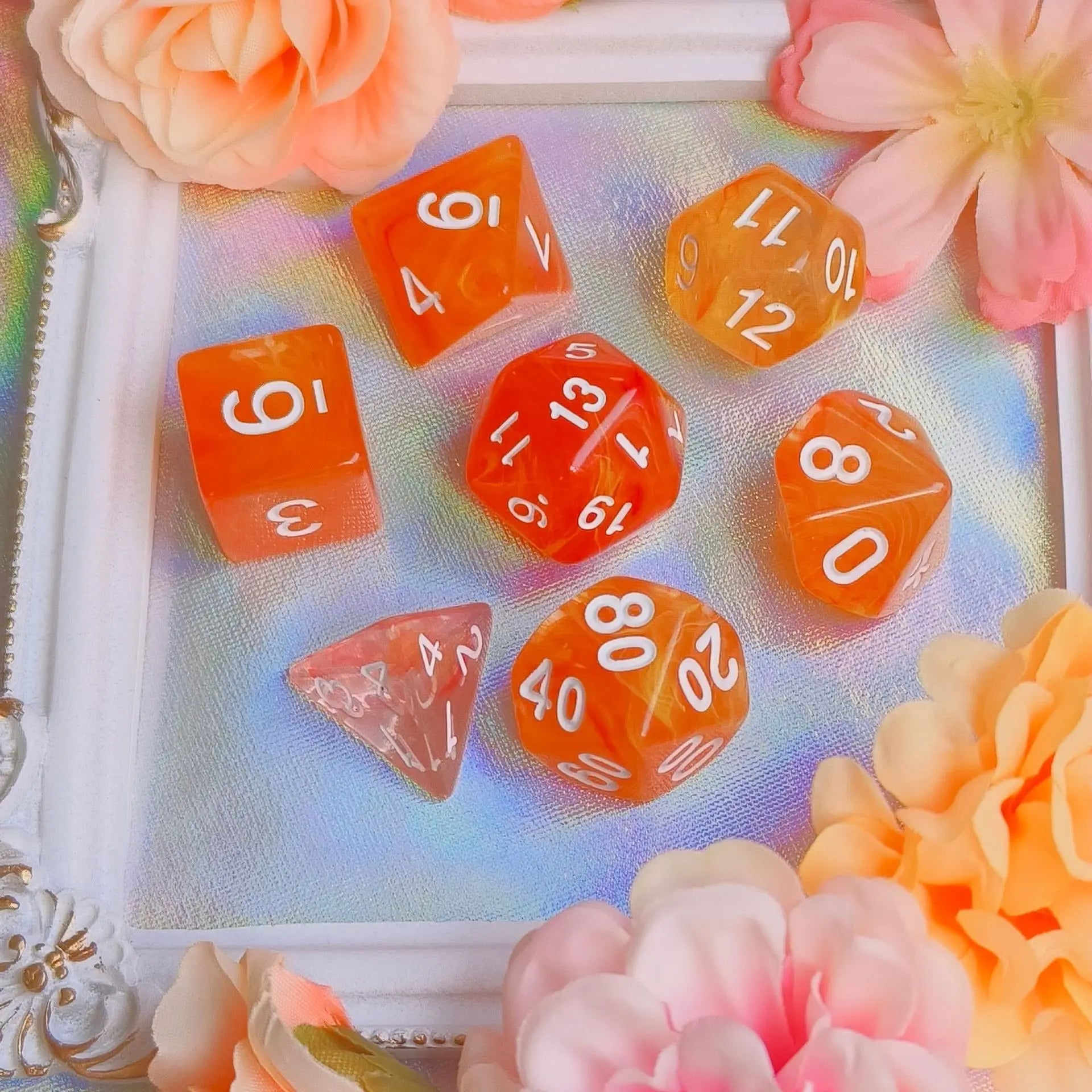 7 Pcs/set Gradient Color  Multi-sided Dice Digital Dice Set Game Accessories