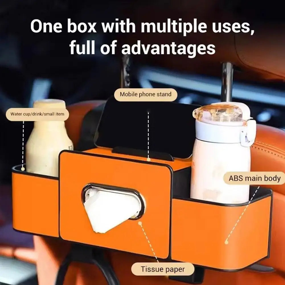 Car Chair Back Storage Box,Multifunctional Tissue Box,Car Water Cup Seat Back Storage Box,Car Interior Decoration Hook