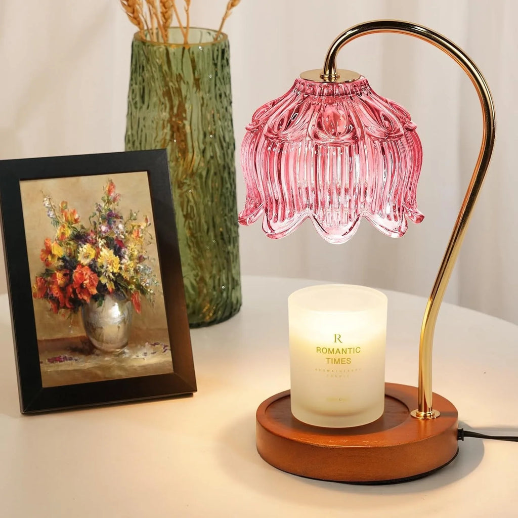 Nordic Glass Candle Warmer Lamp Bedroom Atmosphere Warmer Lamp Retro Lamp Candle Tray Night Light desk Decor Home Decoration  ﻿