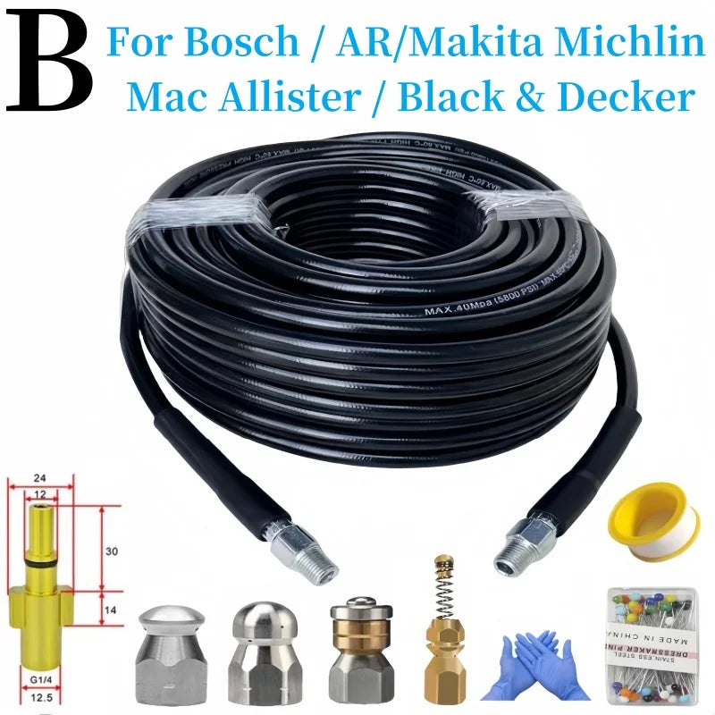 Sewer Drainage Cleaning Hose, High-Pressure Cleaning Machine Nozzle, High Pressure Hose, For Karcher Interskol Nilfisk Bosch