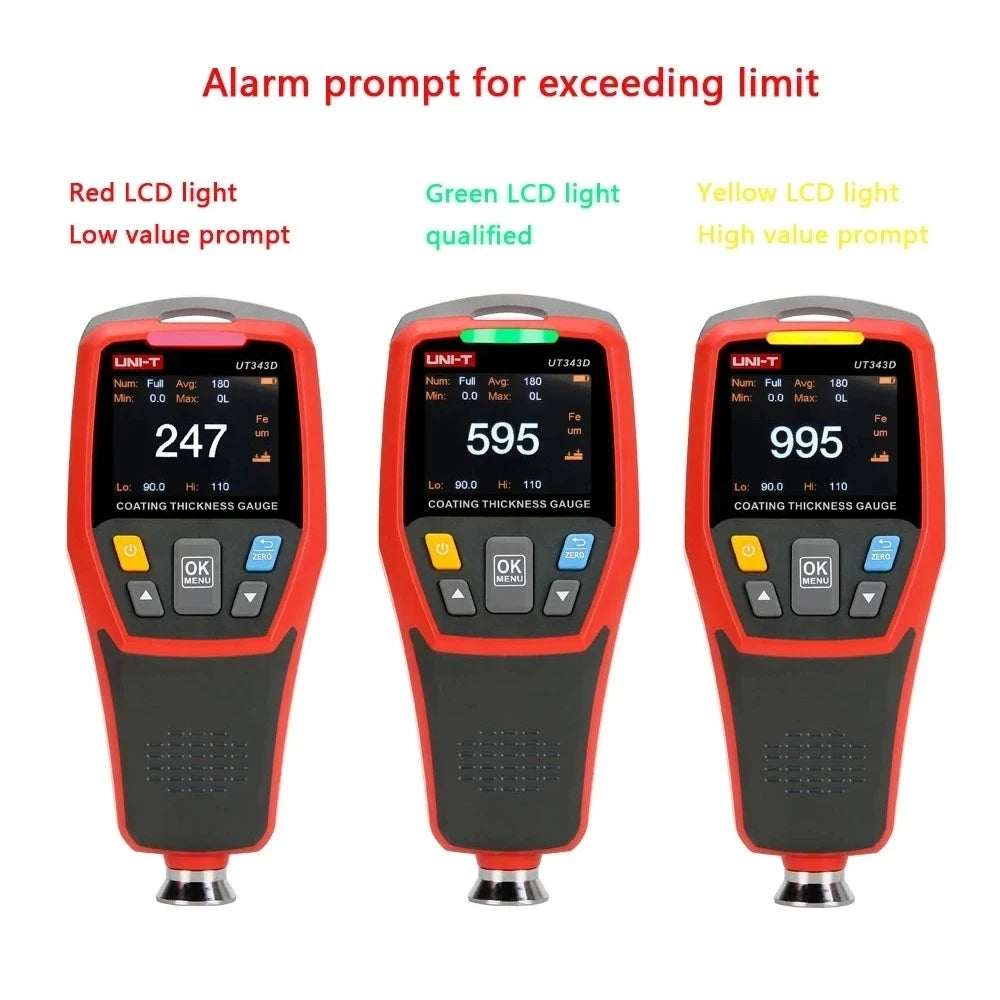 UNI-T UT343A UT343D Coating Thickness Gauge Professional Car Paint Metal Ceramic Automotive Paint Film FE NFE Thickness Tester
