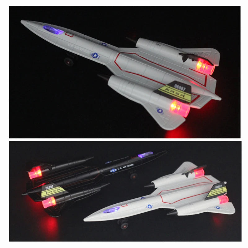 SR-71 Blackbird American reconnaissance plane fighter model airplane sound and light children's toy ornaments collection gift
