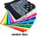 1/2/4PCS New Fashion Hip Hop 100% Cotton Bandana Square Scarf 55cm*55cm Black Red Paisley Headband Printed For Women/Men