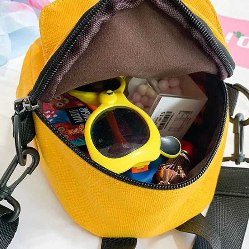 Versatile Small Canvas Fabric Solid Color Handbag Casual Cross Body Shoulder Bag with Detachable Shoulder Strap for Kids Bags