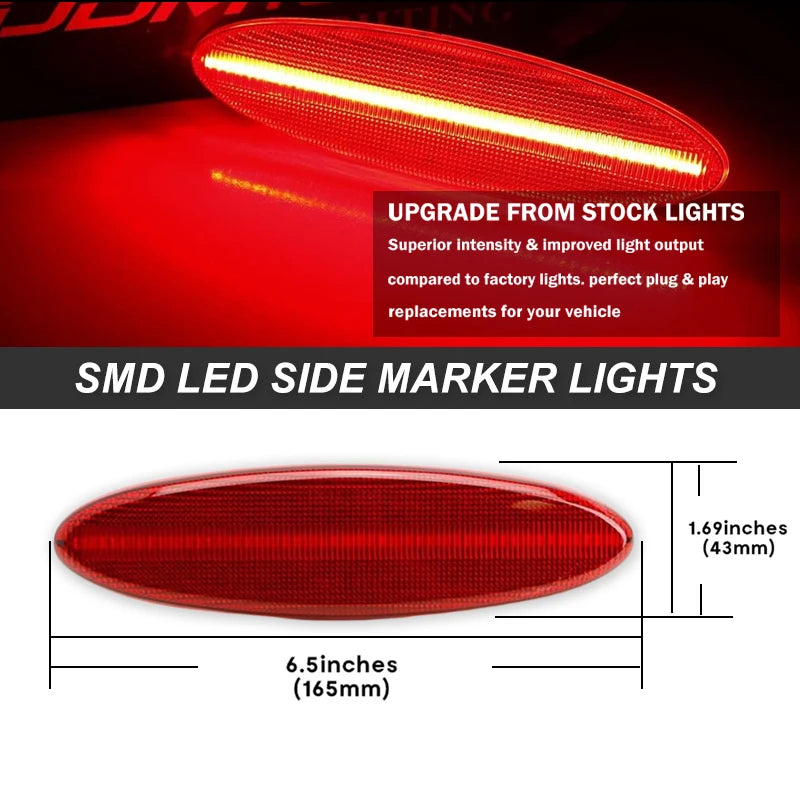 2Pcs LED Side Marker Light Rear Fender Lights Red Signal Lamps for Chevrolet Corvette C5 1997-2004 Coupe Z06 Convertible