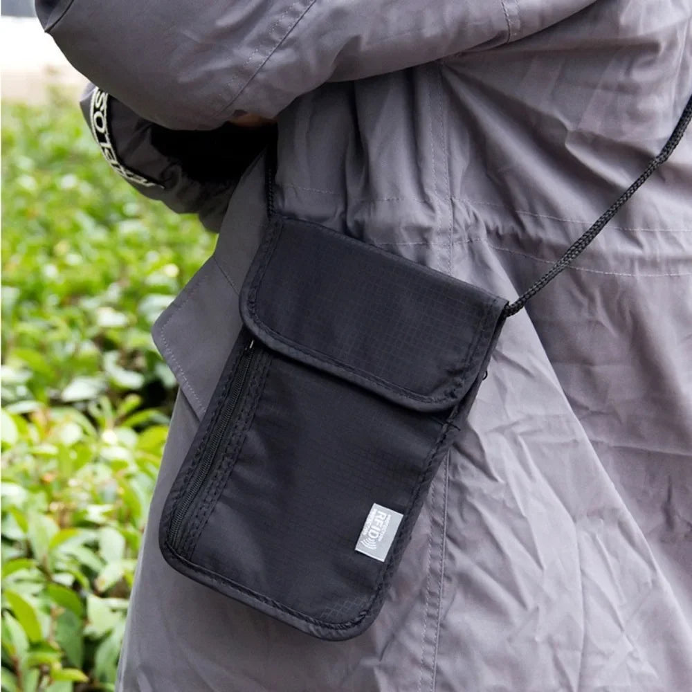 Anti-Theft RFID Passport Bag Rfid-Blocking Neck Hanging Neck Wallet Storage Organizer Multifunction Document Credit Case