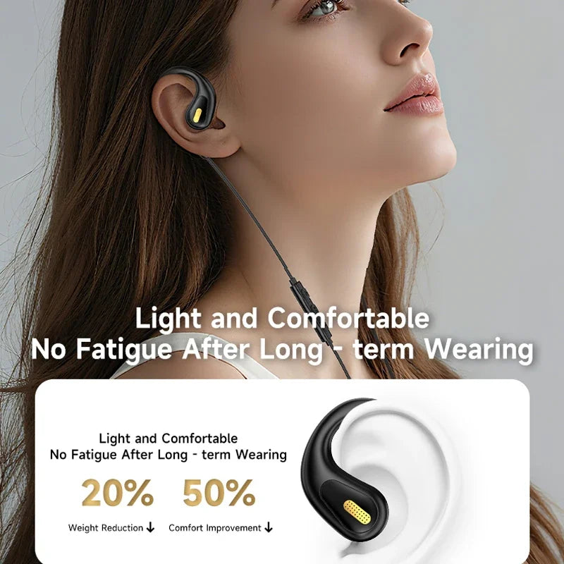 Wired Open Ear Sports Gaming Headset 3.5mm Type-C Not-in Ear Headphones Hifi Sound Music Earphone with ENC MIC for Clear Calls