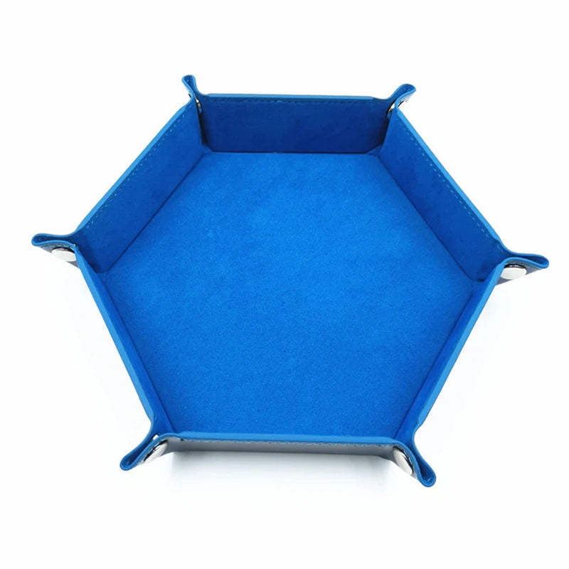 Foldable Dice Tray PU Leather Flannel Game Dice Plate Four Corners Folded Tray Home Desktop Decoration Box Coin Key Storage Tray