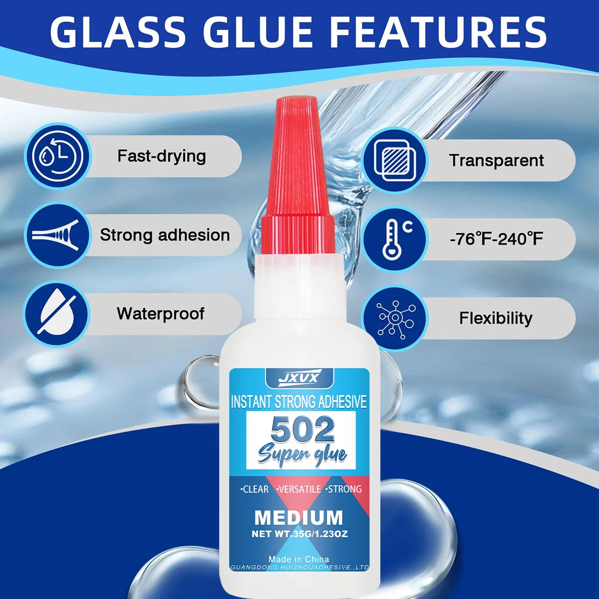The Super glue quick-drying Cyanoacrylate for ceramic drink metal rubber plastic instant strong bond 20g 35g 50g fast repair Agent waterproof stationery store supplies