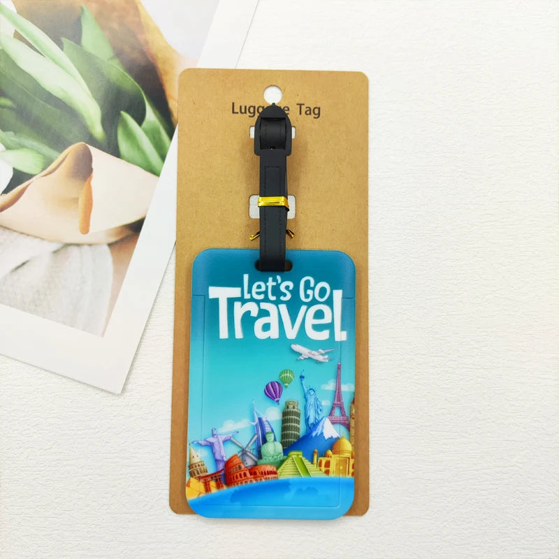 Let's Travel Luggage Label Men Travel Luggage Tag Boys Suitcase ID Address Holder Baggage Boarding Portable Suitcase Ticket