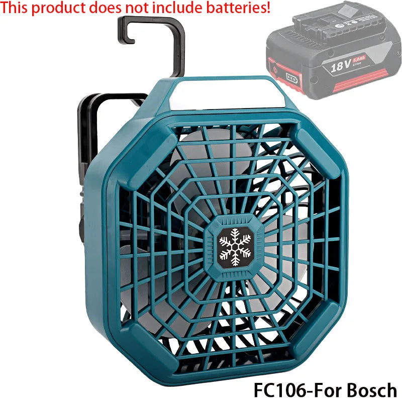 Multifunctional Lighting Fan For Bosch With 14.4-18V Lithium Battery With 3W Lamp FC103 FC104 FC105 FC106 FC107 FC108 Household