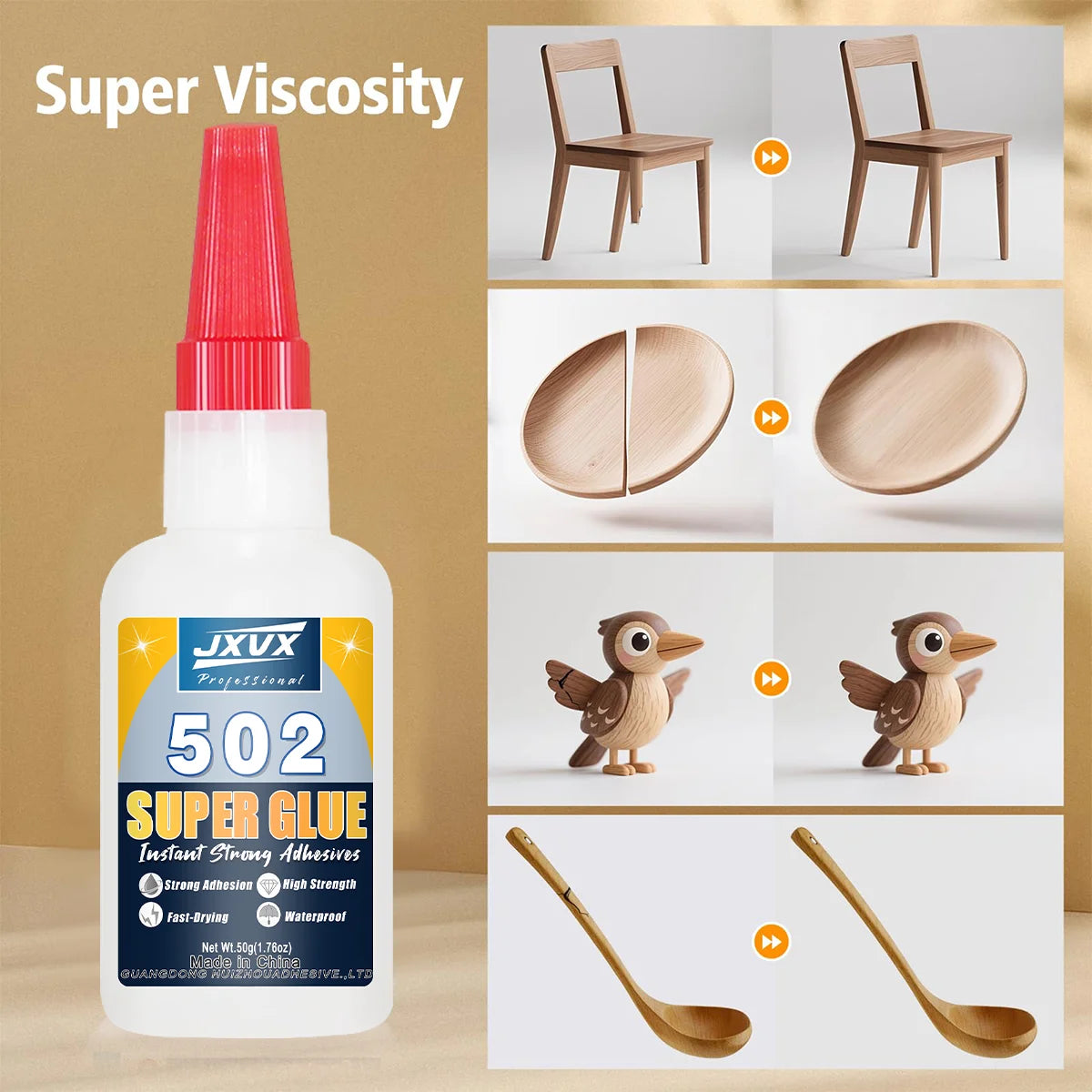 Super Universal Glue 502, Liquid Glue, Suitable for Wood, Glass, Metal, Plastic, Repair, DIY Crafts, Large Size of 50g for Greater Profitability, Stationery, Office Supplies, Glue