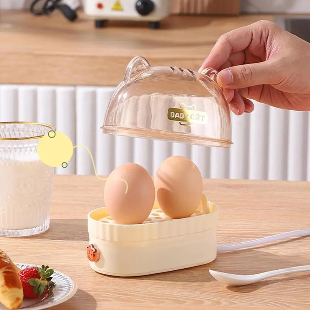 Cute Automatic Power Off Egg Boiler Machine Egg Poacher Food Steamer Egg Cooker Cat Shape Electric Boiled Egg Maker Home Kitchen