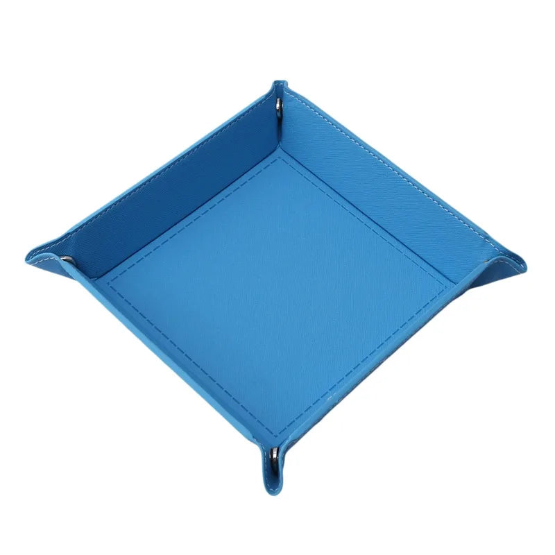 Rolling Folding Hexagon Dice Game Storage Tray PU Leather&Velvet Mat Holder Double Sided Thick Office Supplies Storage Tools