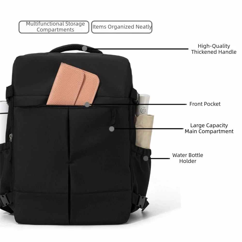 Large Capacity Travel Backpack Clamshell Opening Lightweight Daypack Side Compression Straps Separate Laptop Compartment