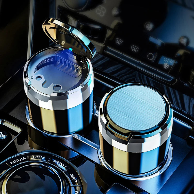 Car Cigarette Ashtray with Lid with LED Night Light Portable Detachable Vehicle Ashtray Holder Cigarette Ashtray Accessory