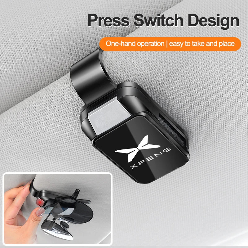 Car Sun Visor Glasses Clips For XPENG G6 P7 G9 G3 P5 X2 G3I F30 MONA M03 2024 2025 One-hand Pressing Eyeglasses Holder storage
