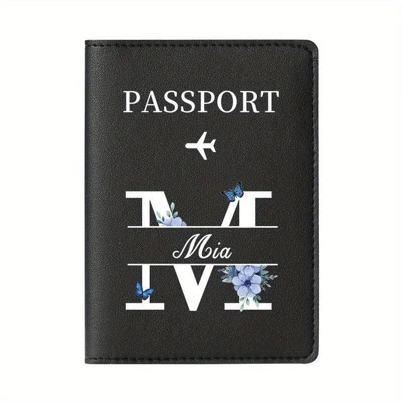 Personalized Custom Black Passport Holder with Custom Name - 26 Letters and Surname. Fashionable Foldable Travel Accessory
