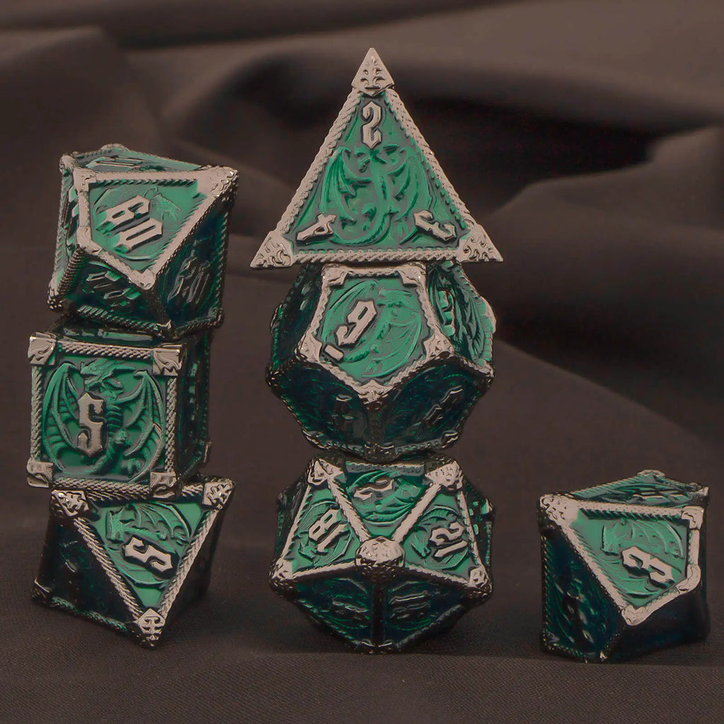 DND Metal Dice Set 7pcs – Polyhedral RPG D&D D20 D12 D10 D8 D6 D4 / Ensemble 7 dés métalliques DND – Polyédriques RPG jeux de rôle