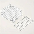 1set Stainless Steel Air Fryer Rack With 4 Roast Meat Picks Grill Air Fryer Accessories Cooking Rack Kitchen