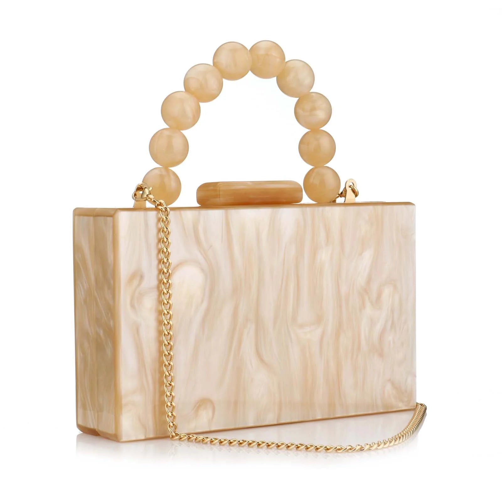 Beading Handbag Marble Acrylic Luxury Box Clutch Evening Bags Wedding Party Chain Shoulder Bag Dinner Dress Purse Festival Gift