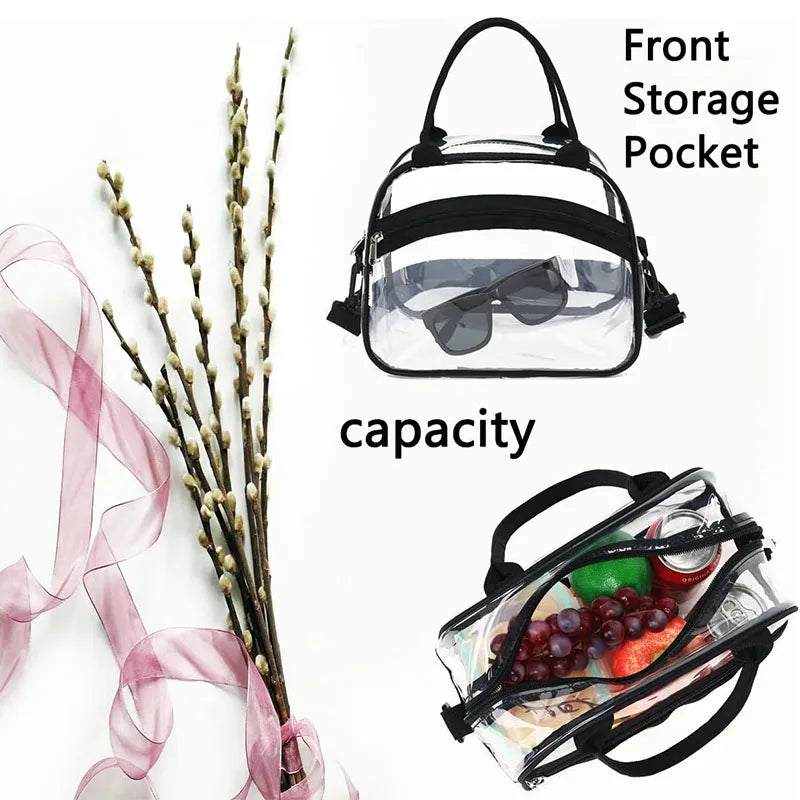 Zipper Transparent Crossbody Bag Waterproof Large Capacity Clear Shoulder Bag with Adjustable Strap PVC Storage Bag