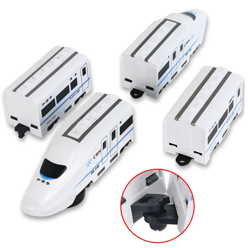 Harmony Railcar Simulation High-speed Railway Train Toys 3D Electric Bullet Train with Light Model Building Toy GIft Car for Kid