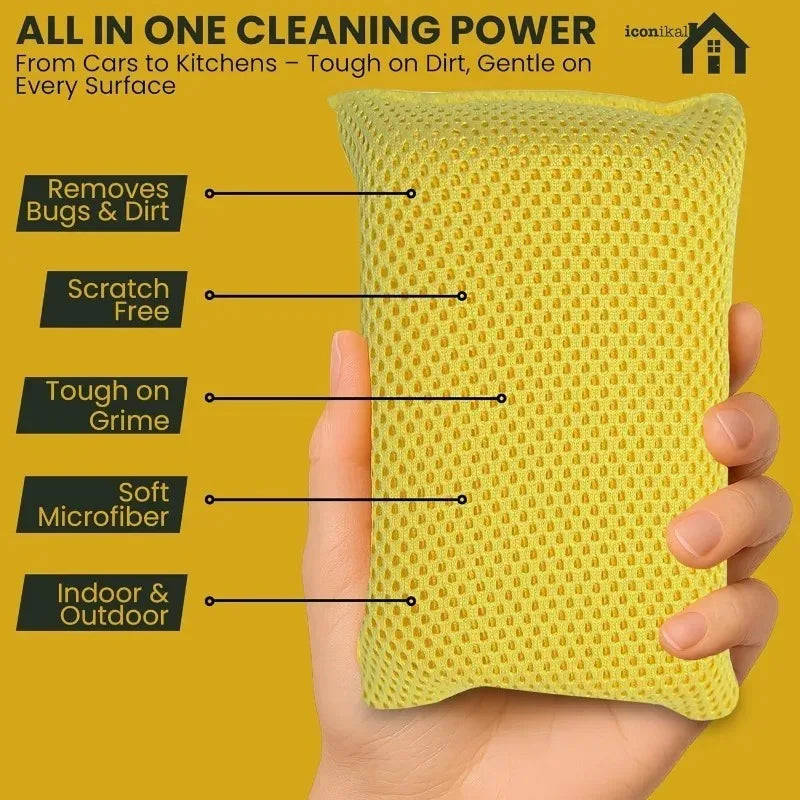 New 15x9x4cm Microfiber Bug Scrubber Sponge Pad, 6-Pack Car Wash Sponge, Car Cleaning Sponge Block Sponge Cloth Sponge Block