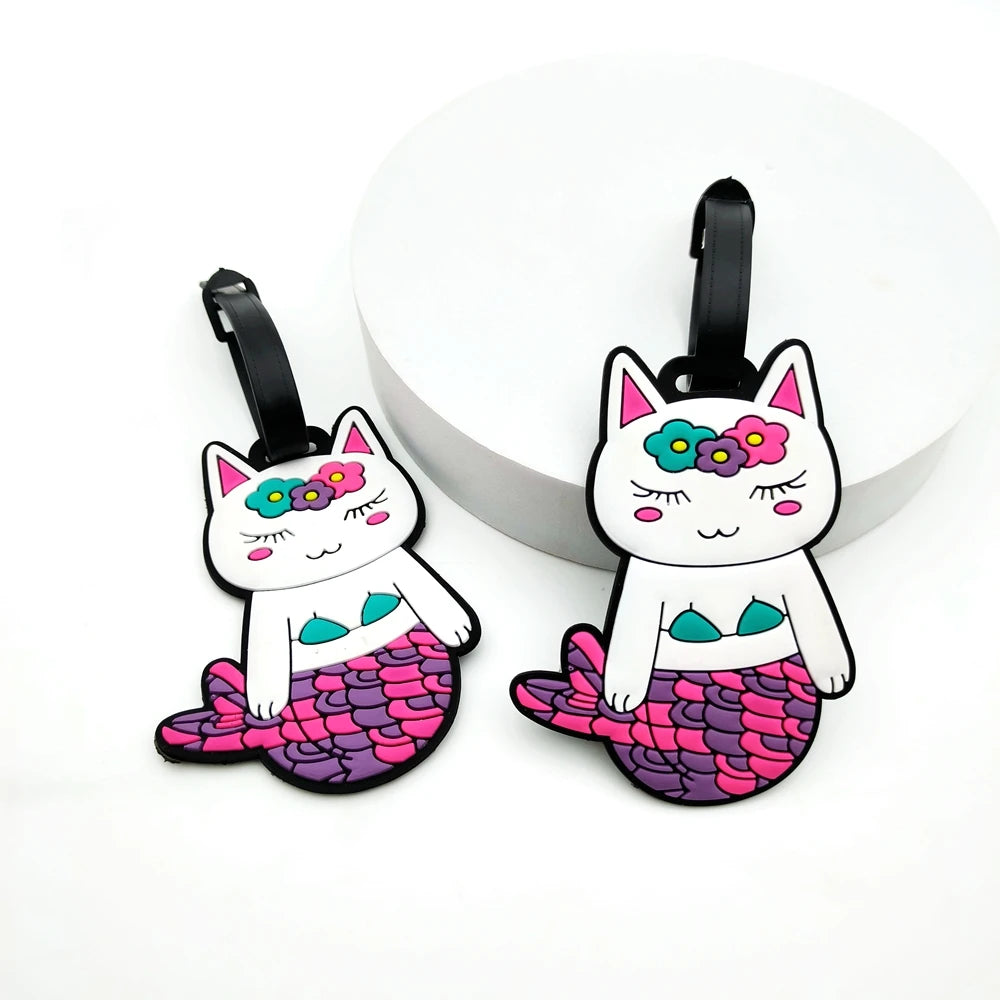 1PC/2PCS Cute Kitten Mermaid Luggage Tag Pendant for Travel and Business Trip, Airplane Factory Luggage Bag Loss Prevention Tag,