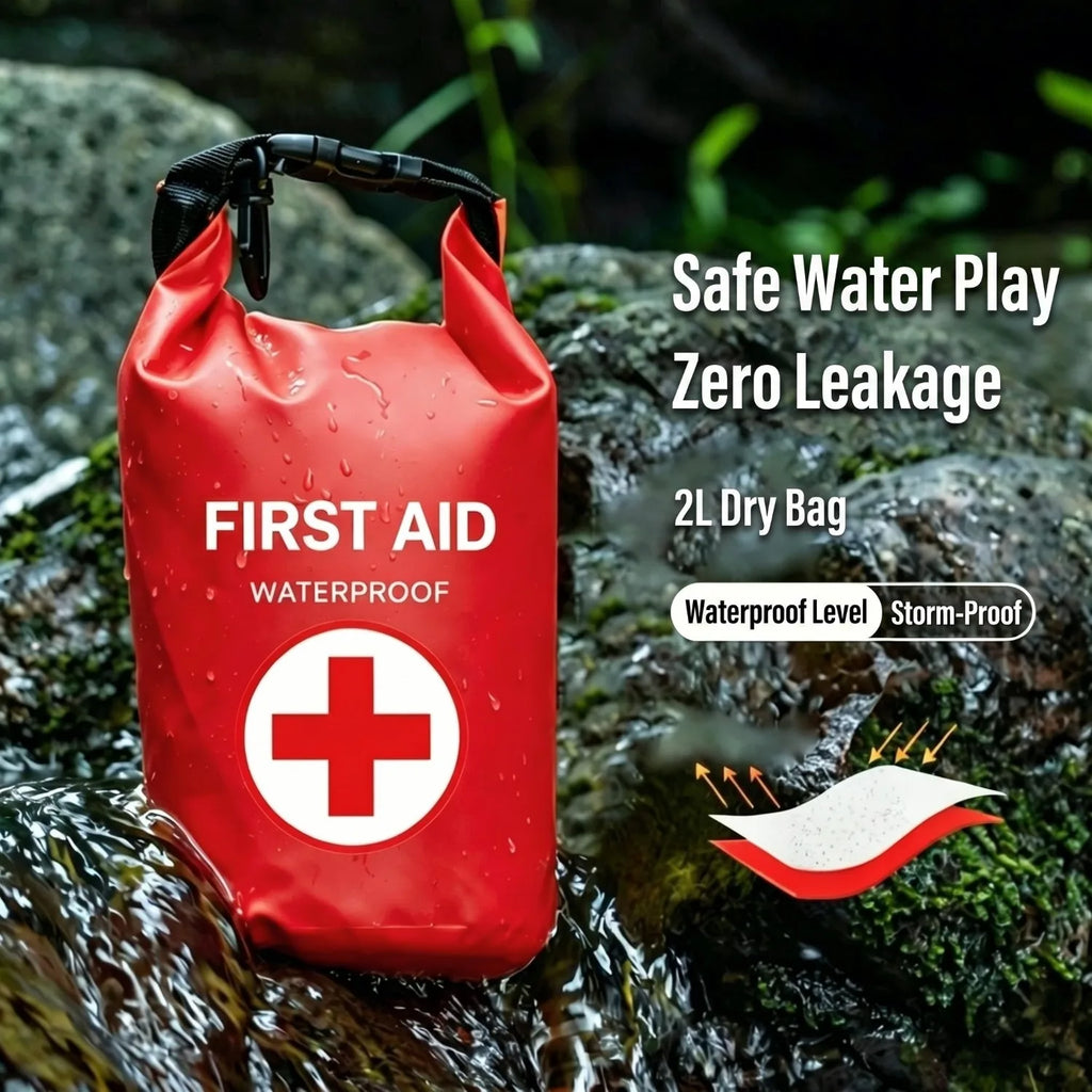 2L Waterproof First Aid Bag Roll Top Emergency Kit Visible Fishing Kayaking Boating Swimming Camping Rafting Survival Outdoor