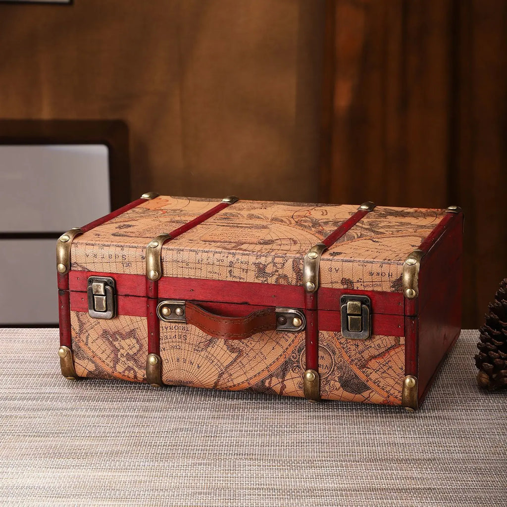 European Retro Leather Travel Suitcase Film and Television Shooting Prop Box Home Iscellaneous Storage Box