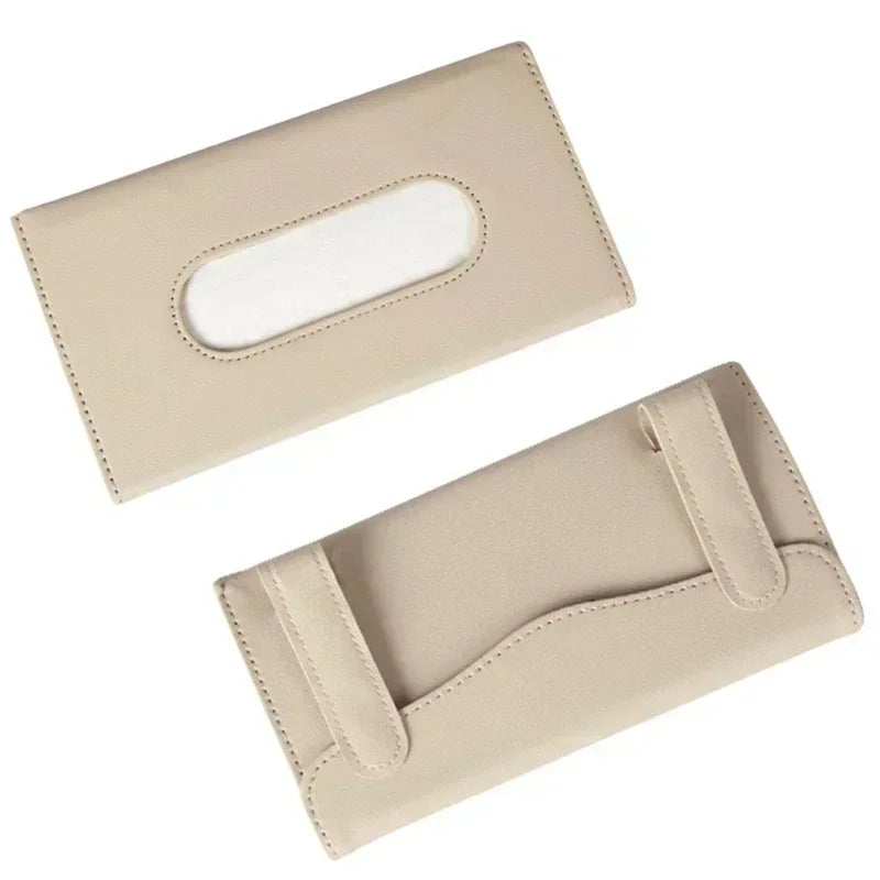 Sun Visor Hanging Tissue Box Holder Leather Auto Car Truck Vehicle Interior Storage Decoration Practical Car Accessories