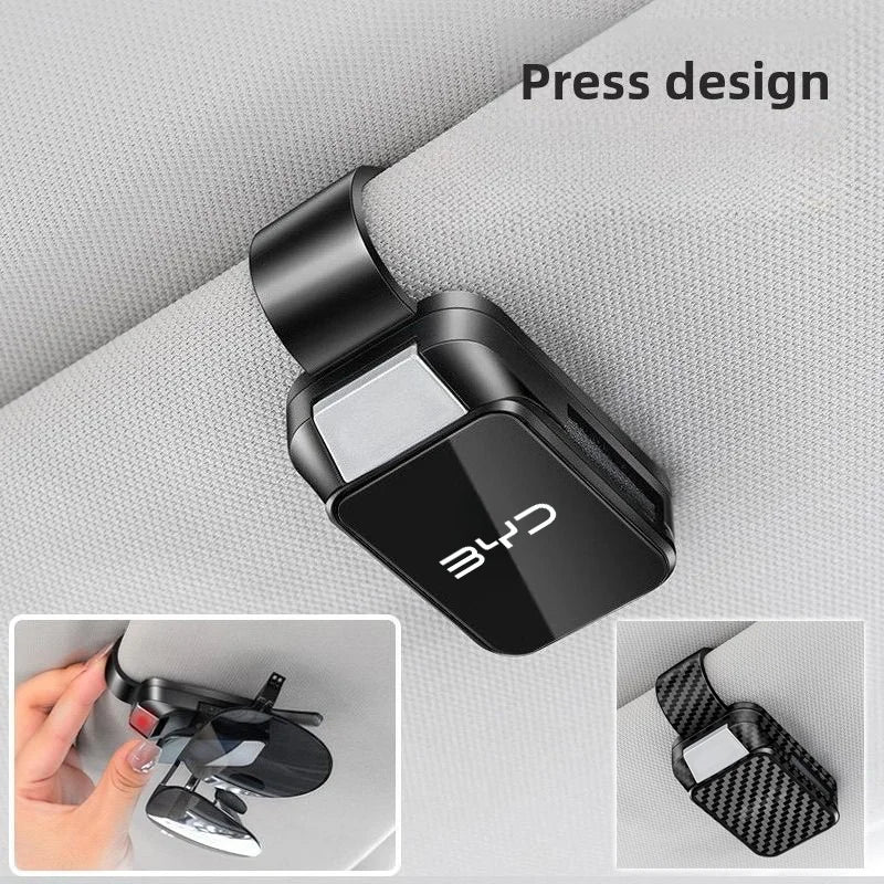 Car Sun Visor Carbon Glasses Sunglasses Clip Holder case Storage for BYD Sealion 6 Seal U ATTO 3 Dolphin Mini Seal L Accessories