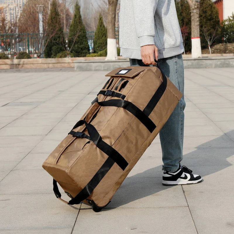 Large Capacity Travel Rolling Backpack Men Check in Bag Foldable Travel Trolley Bag Wheeled Suitcase Oxford Rolling Luggage Bag