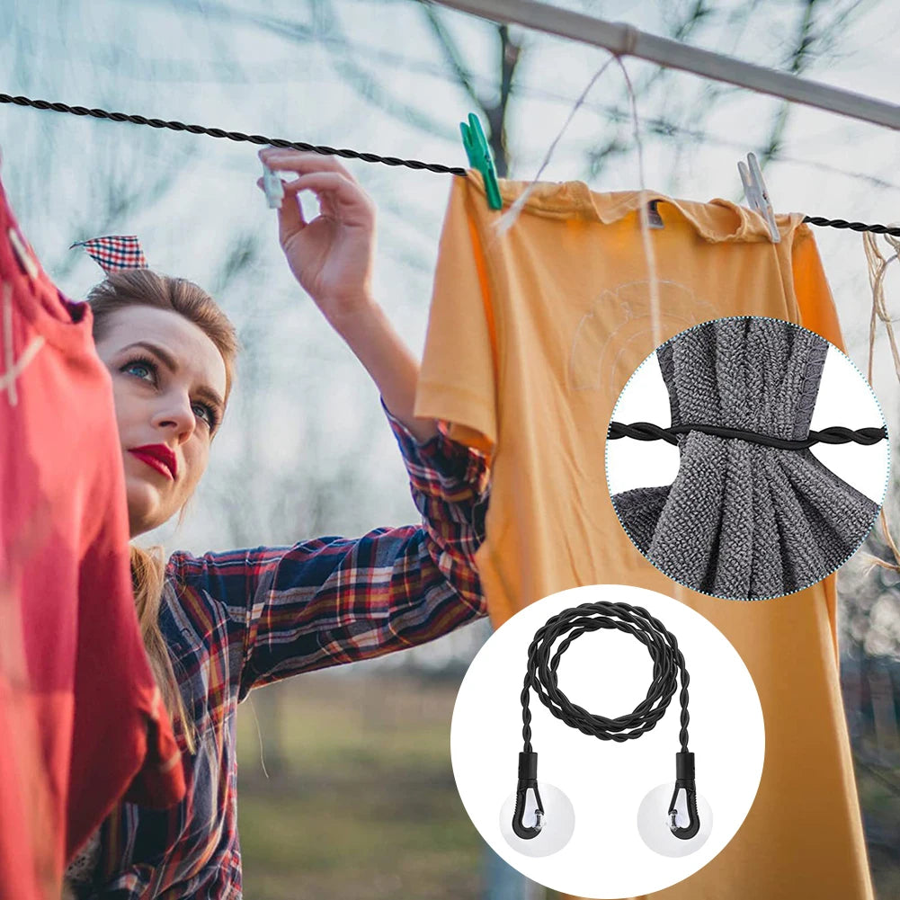 Camping Retractable Clothesline With Hook Suction Cup Clothes-Drying Rack Weather-resistant Laundry Line For Bathroom Outdoor