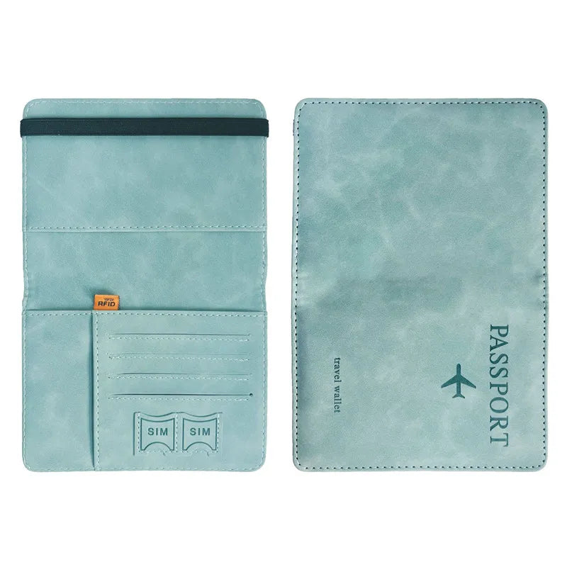 Vintage RFID Passport Cover for Women & Men - Multi-Function PU Leather Wallet Case with ID/Bank Card Slots, Travel Accessory