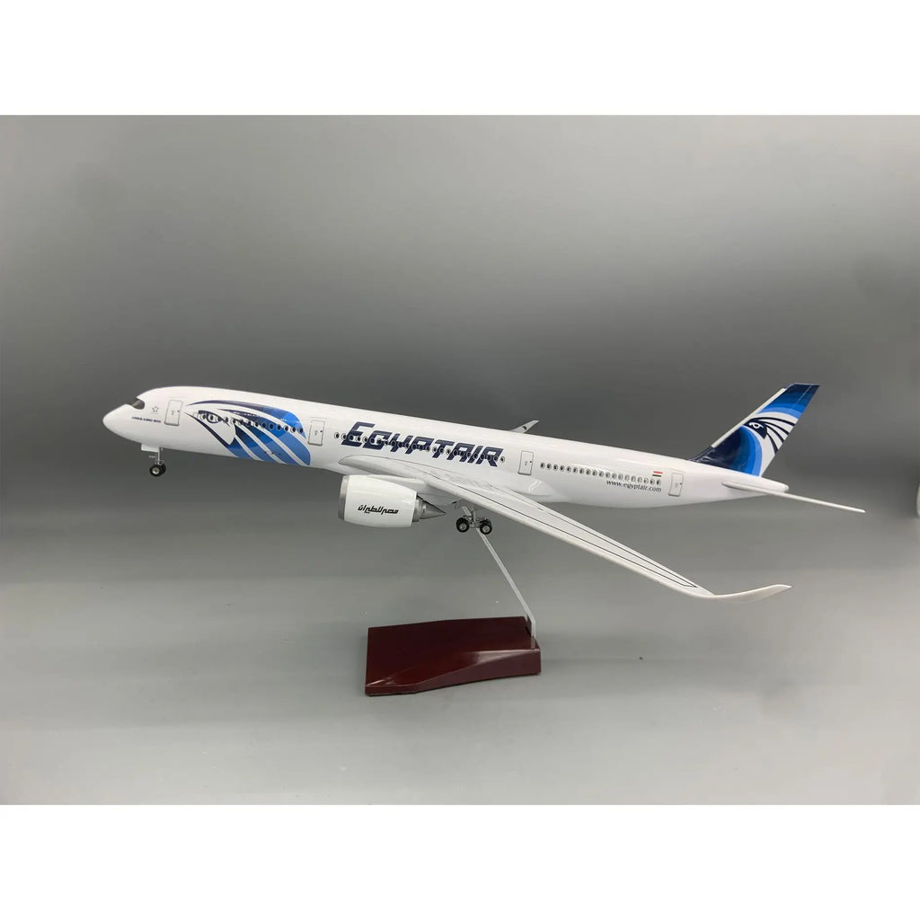 EgyptAir A350 Model with LED Lights and Rolling Wheels Static Aviation Display Gift for Collectors and Hobbyists