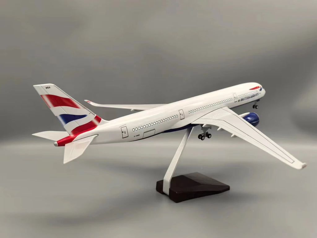 New 47cm Airplane Model A350 British Airlines 1:142 Scale Plane ABS Plastic Model With Lights Landing Gear Souvenirs Decoration
