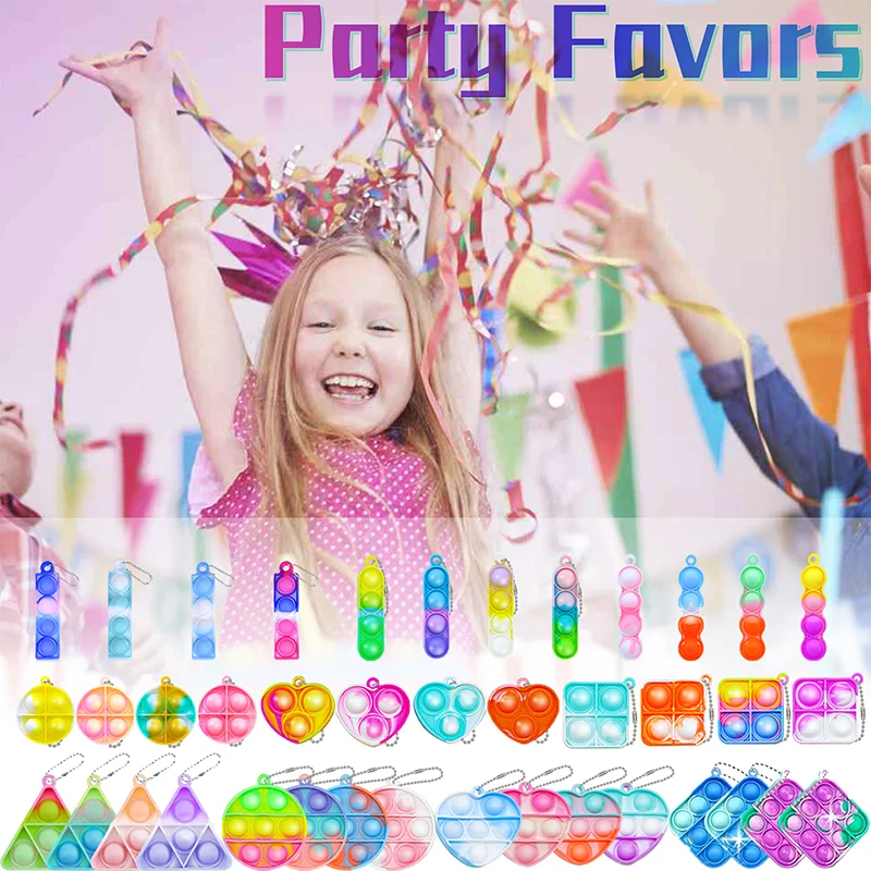 Mini Pop Keychain Fidget Toys Push Pop Bulk Keychain Party Favors For Kids Pop Bubble Toys Pack Boys Girls Adults
